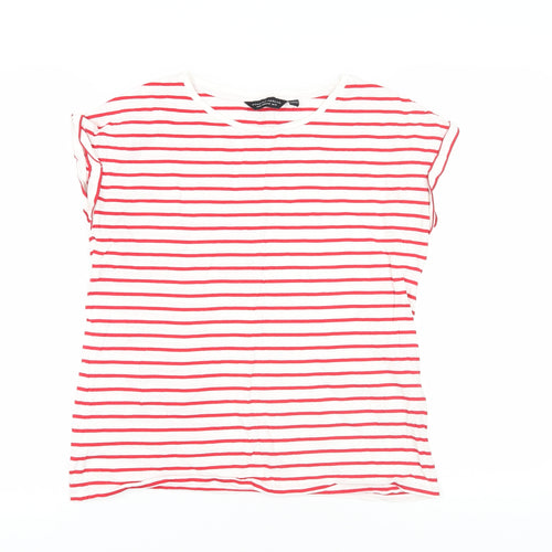 Dorothy Perkins Red Striped Cotton Crew Neck T-Shirt