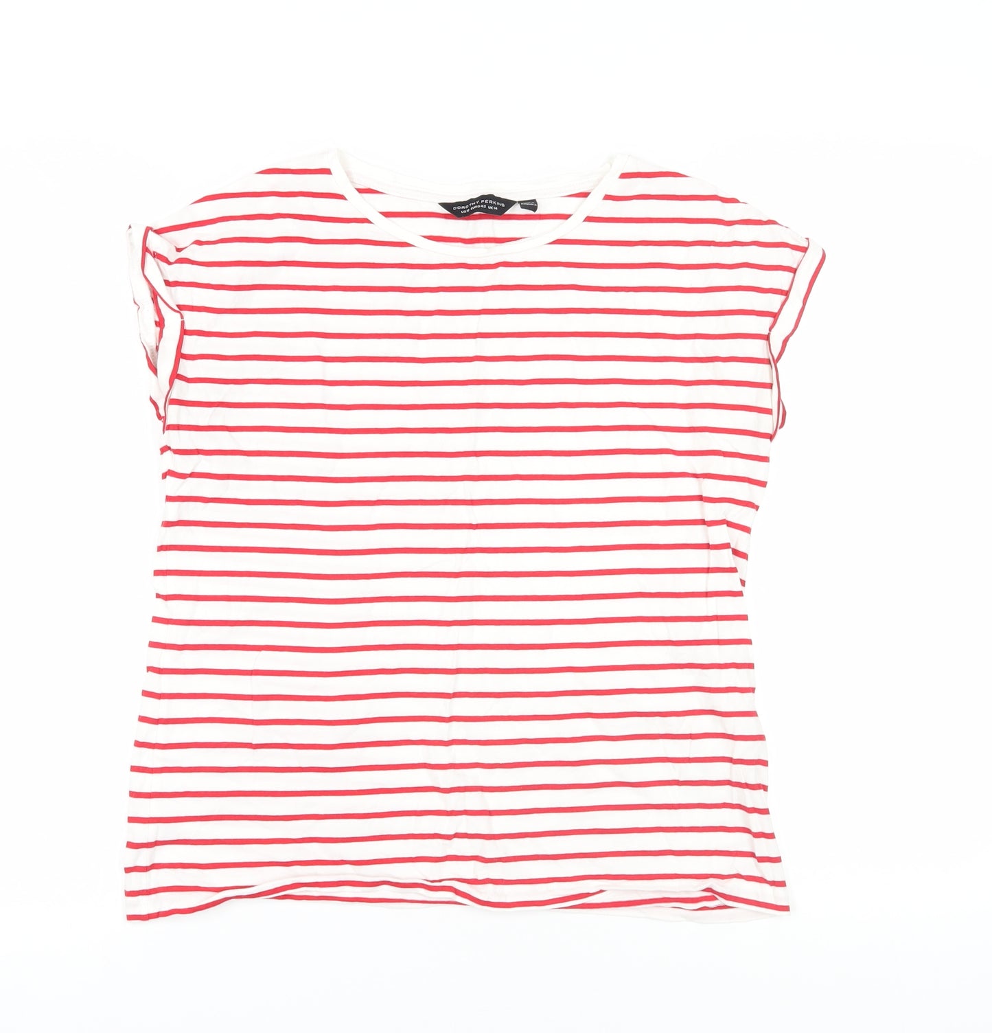 Dorothy Perkins Red Striped Cotton Crew Neck T-Shirt