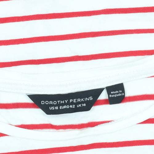 Dorothy Perkins Red Striped Cotton Crew Neck T-Shirt