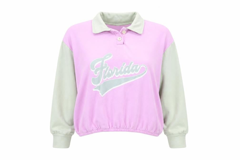 Front view of Only Purple Henley Sweatshirt M - Logo Casual Style