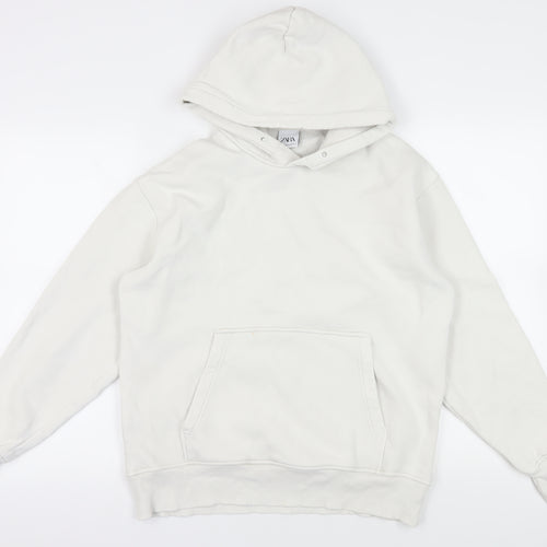 Zara White Hoodie - Medium, Stylish and Comfy