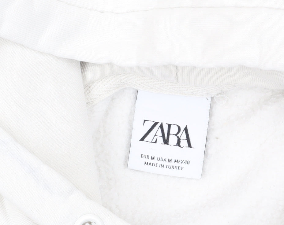 Zara White Hoodie - Medium, Stylish and Comfy