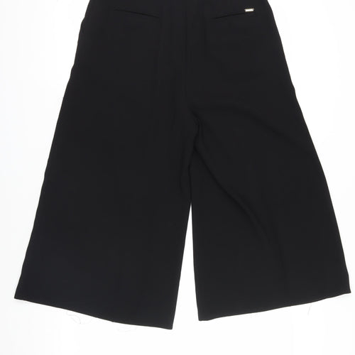 Marks and Spencer Black Cropped Wide-Leg Trousers, Size 14
