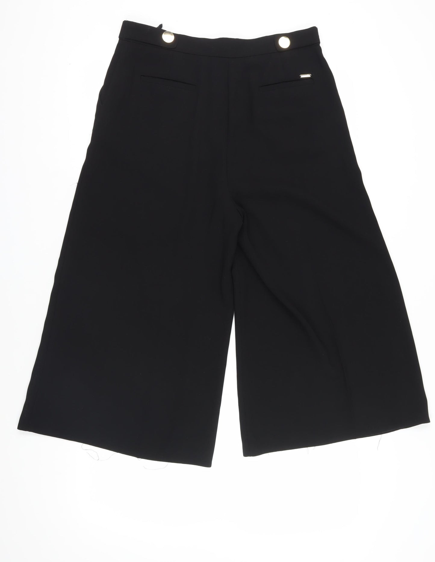 Marks and Spencer Black Cropped Wide-Leg Trousers, Size 14