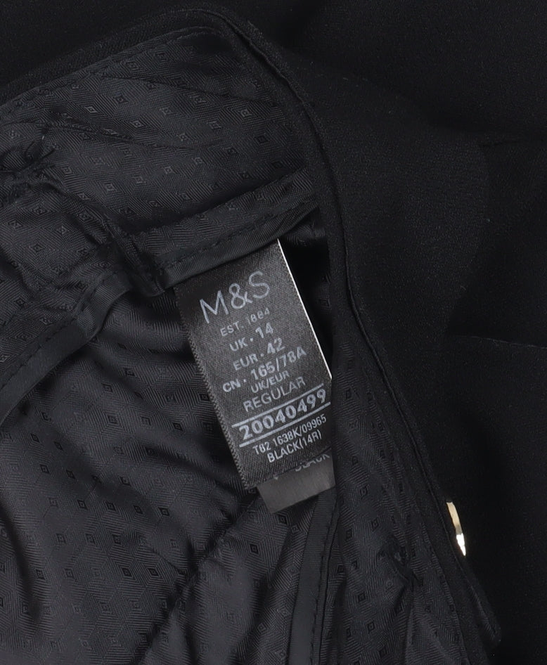 Marks and Spencer Black Cropped Wide-Leg Trousers, Size 14