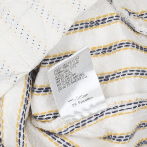 White Striped Jacket with Button Accents, Size 8