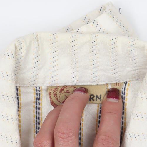 White Striped Jacket with Button Accents, Size 8