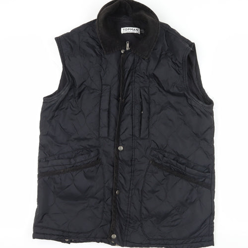 Topman Black Quilted Waistcoat M - Casual Classic Style