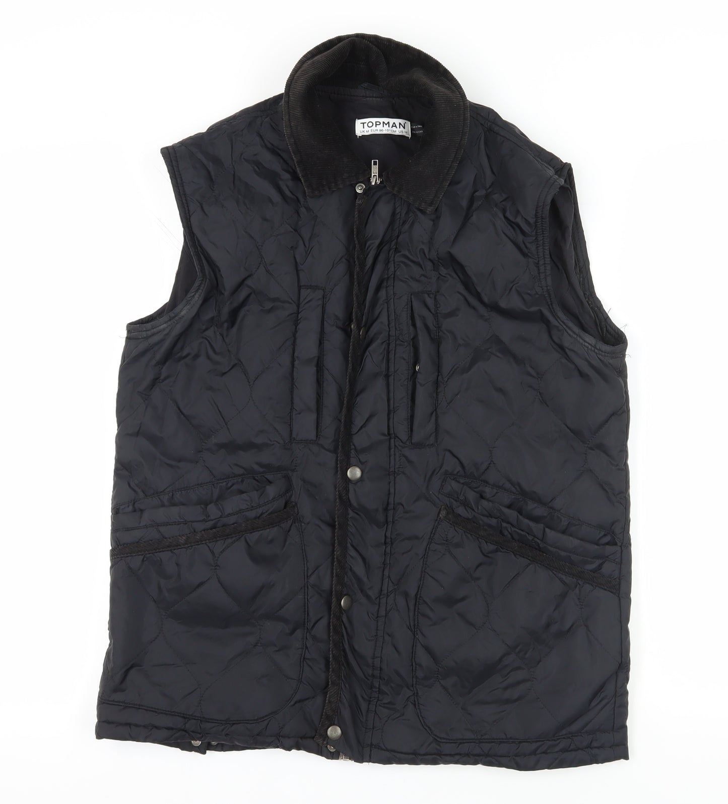 Topman Black Quilted Waistcoat M - Casual Classic Style