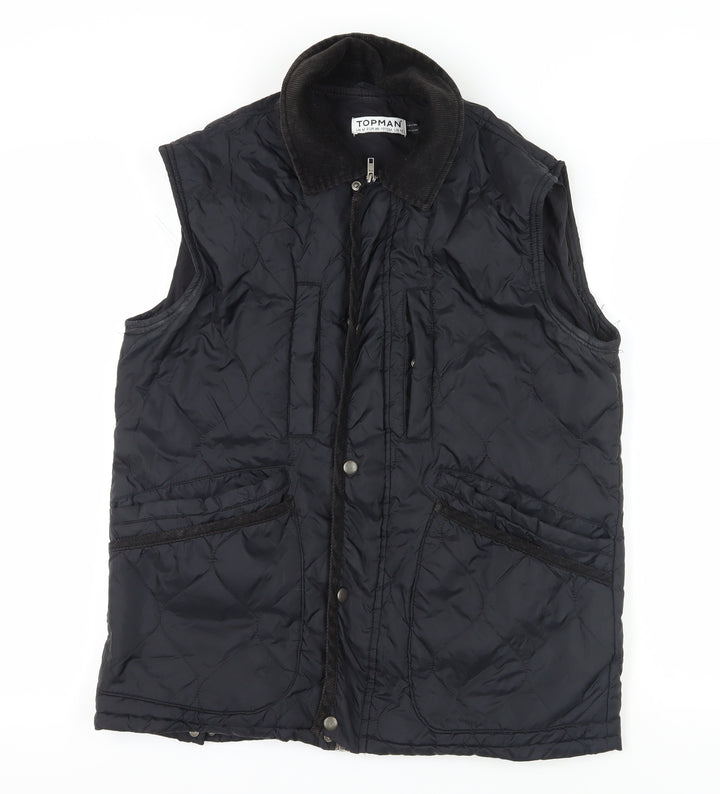 Topman Black Quilted Waistcoat M - Casual Classic Style