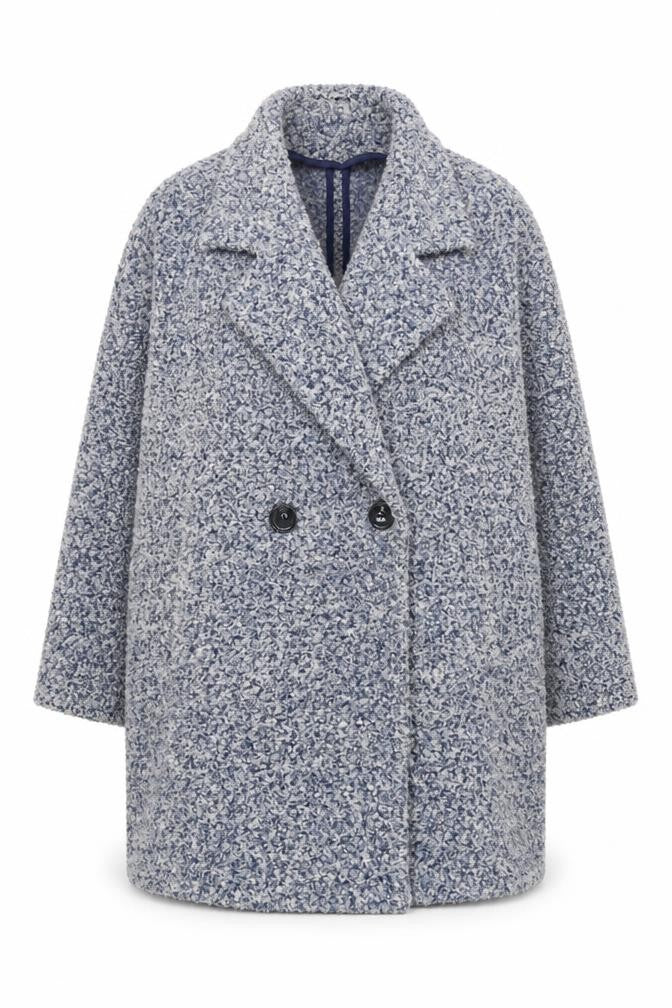 Front view of Next Blue Polyester Mid-Length Overcoat, size 20