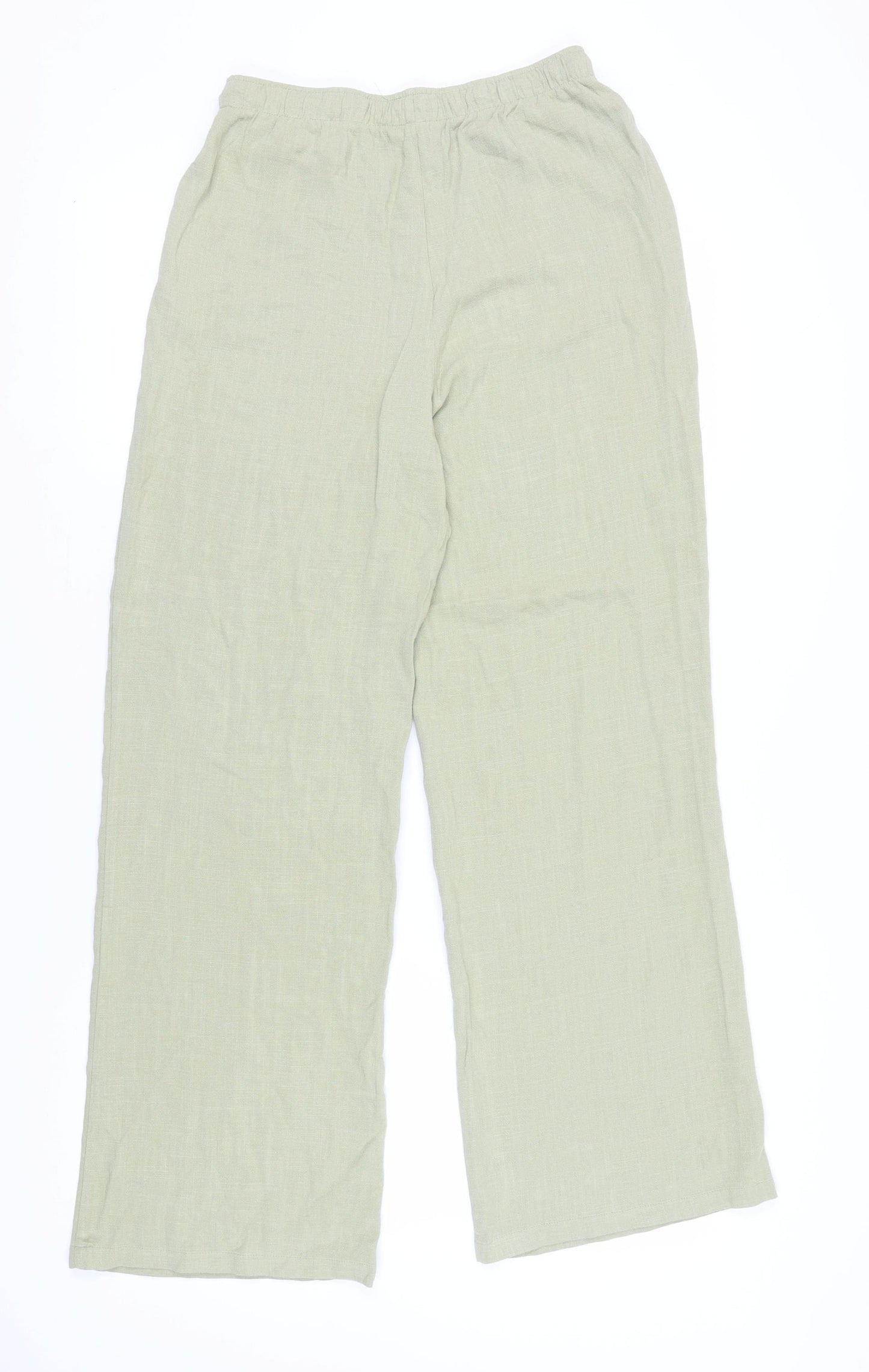 Stradivarius Green Wide-Leg Linen Trousers, Size M