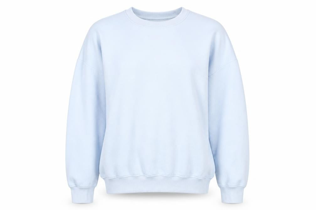 Front view of Light Blue Graphic Print Sweatshirt M