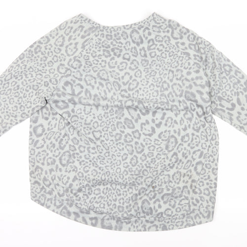Deux Two Grey Animal Print Sweatshirt, One Size, Zip Accent