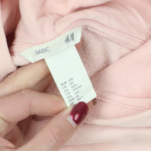 H&M Pink Girls Hoodie, Size 14 Years, Lightweight and Cosy
