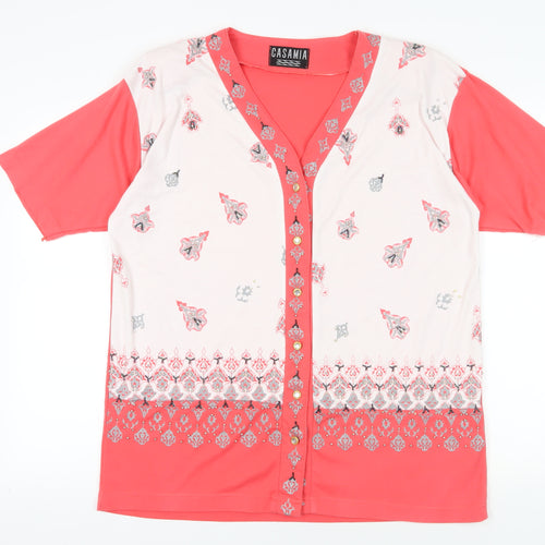 Casamia Floral Blouse, Pink, Short Sleeve, V-Neck