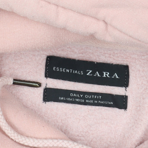 Zara Pink Pullover Hoodie S - Casual Cotton Fleece