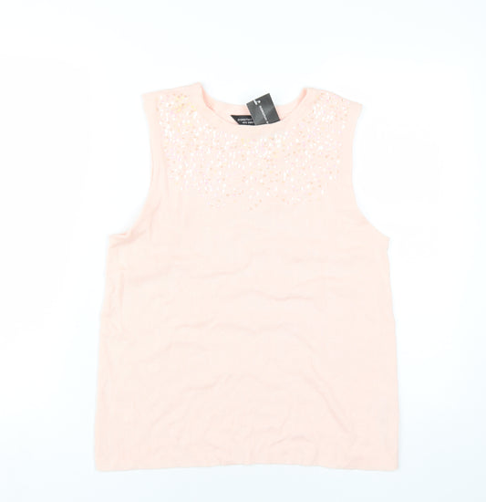 Dorothy Perkins Womens Pink Viscose Basic Tank Size 16 Round Neck