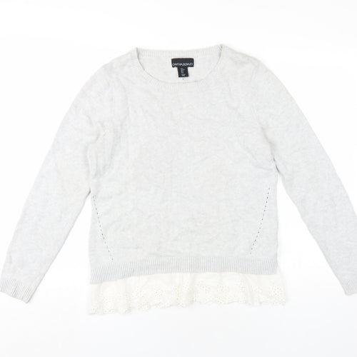 Cynthia Rowley Womens Grey Round Neck Cotton Pullover Jumper Size L