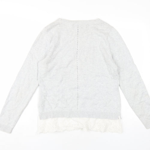 Cynthia Rowley Womens Grey Round Neck Cotton Pullover Jumper Size L