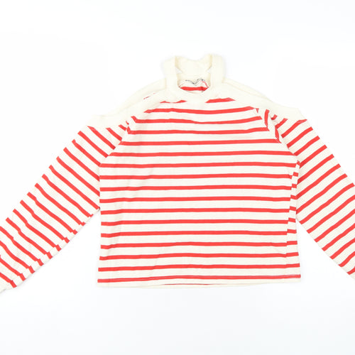 Zara Womens Red Striped Cotton Pullover Sweatshirt Size S Pullover