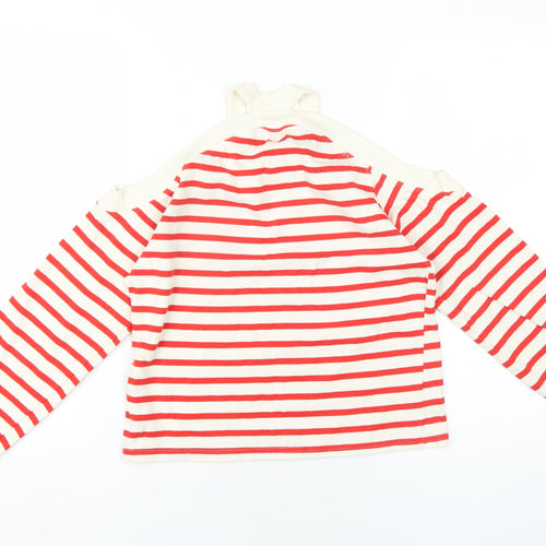 Zara Womens Red Striped Cotton Pullover Sweatshirt Size S Pullover