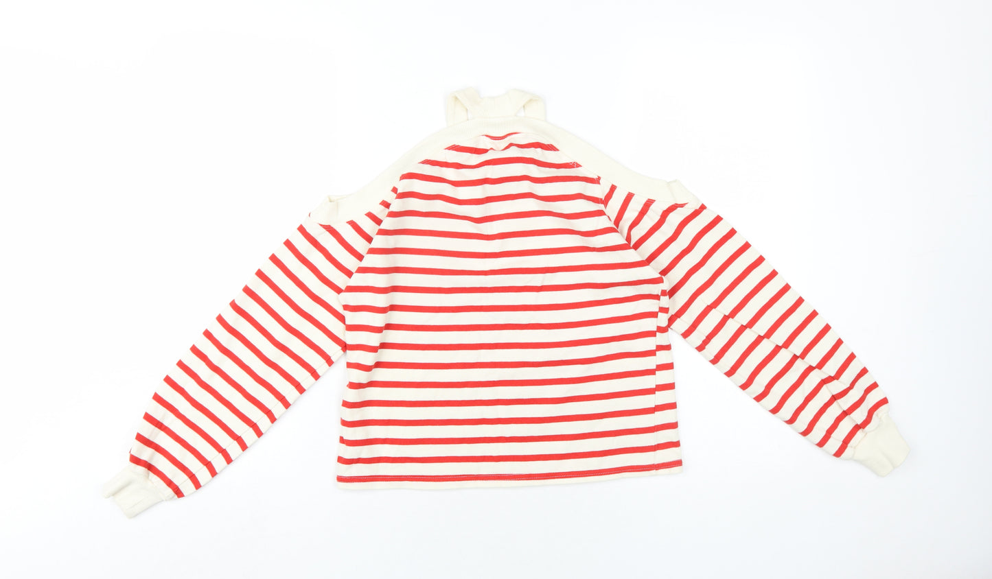 Zara Womens Red Striped Cotton Pullover Sweatshirt Size S Pullover