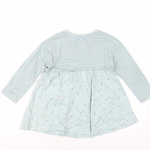 NEXT Girls Green Geometric Cotton A-Line Size 4-5 Years Round Neck Pullover