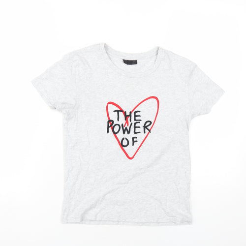 Topshop Womens Grey Cotton Basic T-Shirt Size 10 Round Neck - The Power of Love