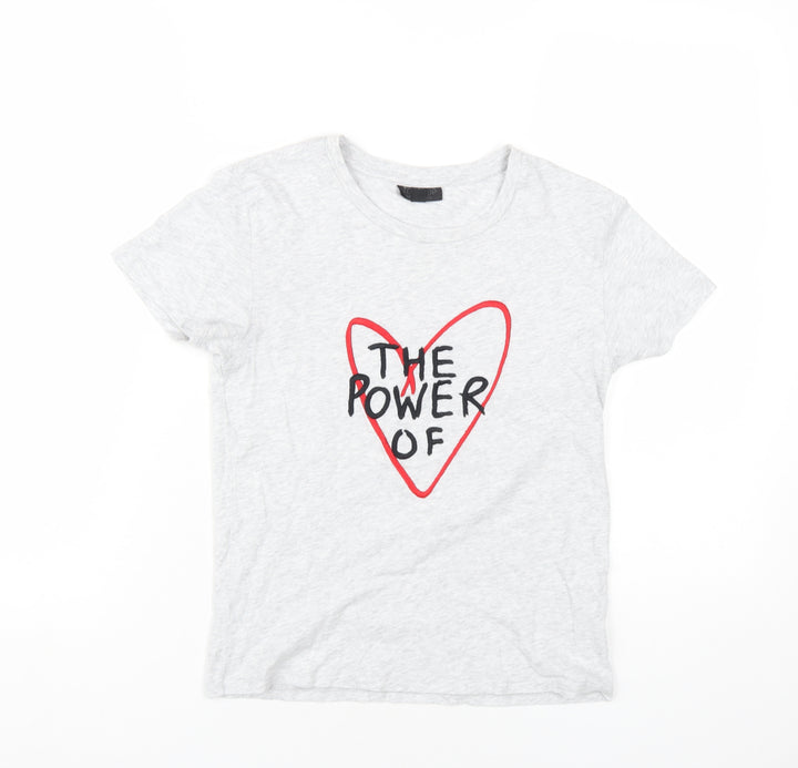 Topshop Womens Grey Cotton Basic T-Shirt Size 10 Round Neck - The Power of Love