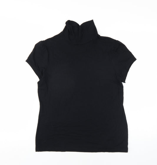 Marks and Spencer Womens Black Viscose Camisole T-Shirt Size 16 High Neck