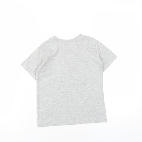 River Island Boys Grey Cotton Basic T-Shirt Size 5-6 Years Roll Neck Pullover - Headphones