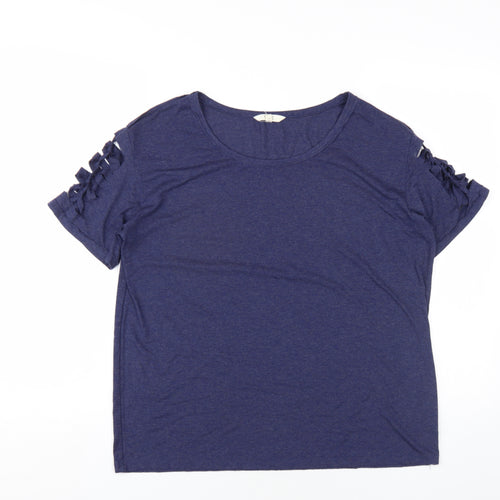 NEXT Womens Blue Viscose Basic T-Shirt Size 14 Round Neck