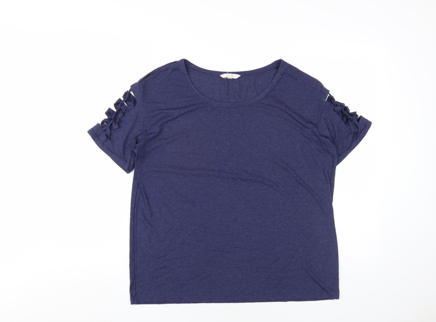 NEXT Womens Blue Viscose Basic T-Shirt Size 14 Round Neck