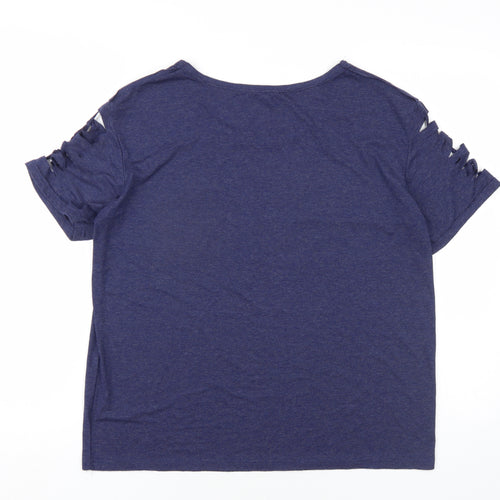 NEXT Womens Blue Viscose Basic T-Shirt Size 14 Round Neck