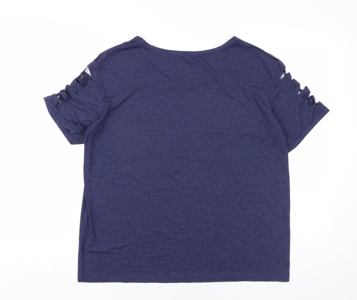 NEXT Womens Blue Viscose Basic T-Shirt Size 14 Round Neck