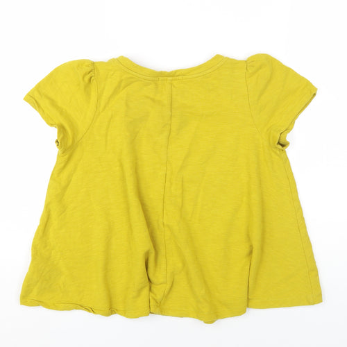 Eri + Ali Womens Yellow Cotton Basic T-Shirt Size XS Round Neck