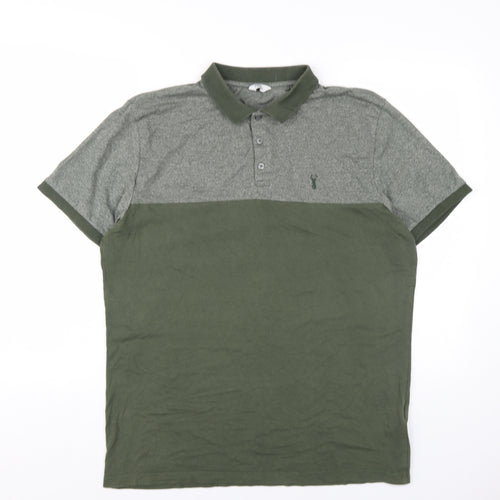 NEXT Mens Green Cotton Polo Size L Collared Button