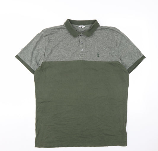 NEXT Mens Green Cotton Polo Size L Collared Button