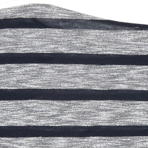Marks and Spencer Womens Grey Striped Viscose Basic T-Shirt Size 10 Round Neck