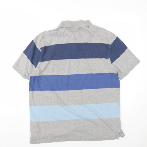 Howick Mens Blue Striped Cotton Button-Up Size L Collared Button