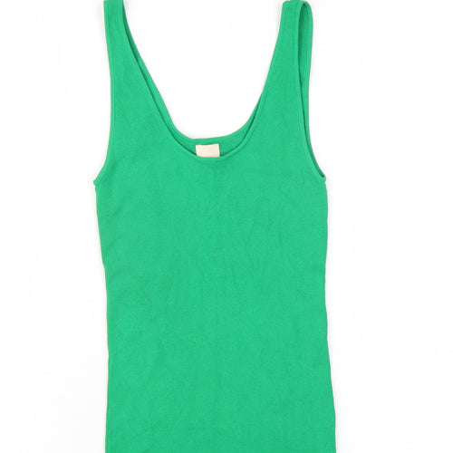 H&M Womens Green Viscose Basic Tank Size S Scoop Neck