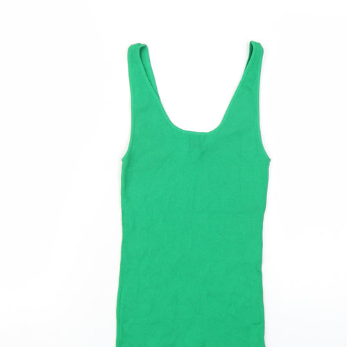 H&M Womens Green Viscose Basic Tank Size S Scoop Neck