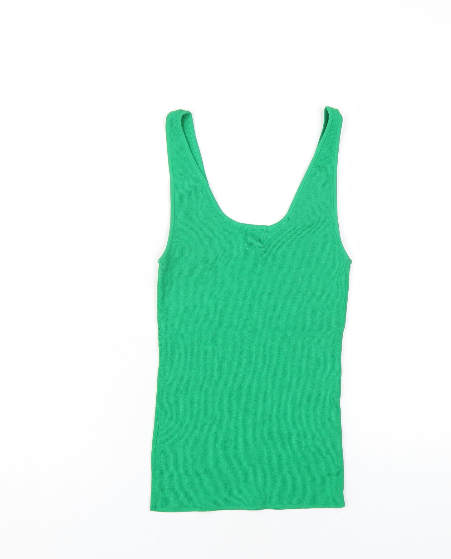 H&M Womens Green Viscose Basic Tank Size S Scoop Neck