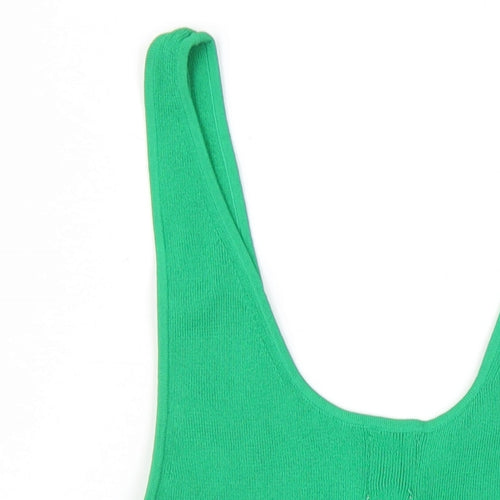 H&M Womens Green Viscose Basic Tank Size S Scoop Neck