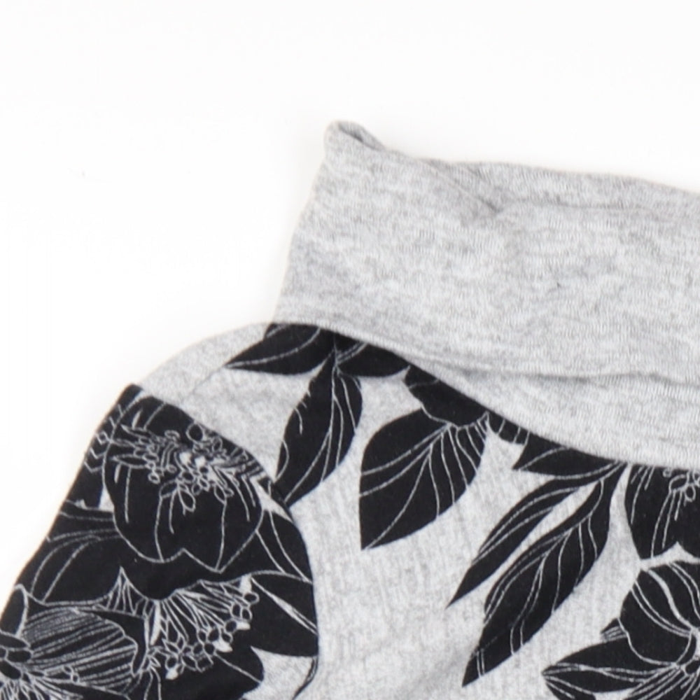 M&Co Womens Grey Floral Polyester A-Line Size 12 Roll Neck Pullover