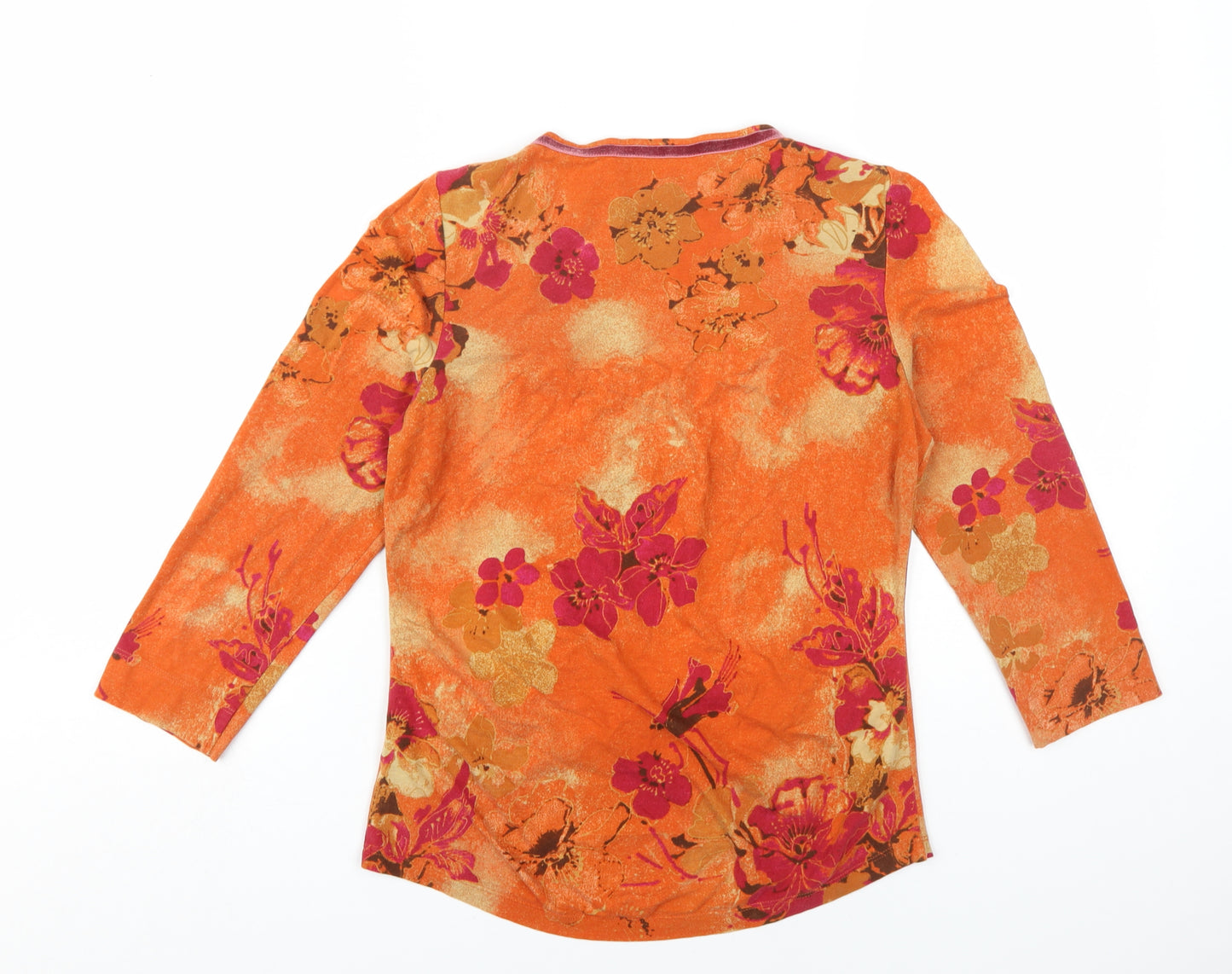 Per Una Womens Orange Cotton Basic T-Shirt Size 14 Square Neck