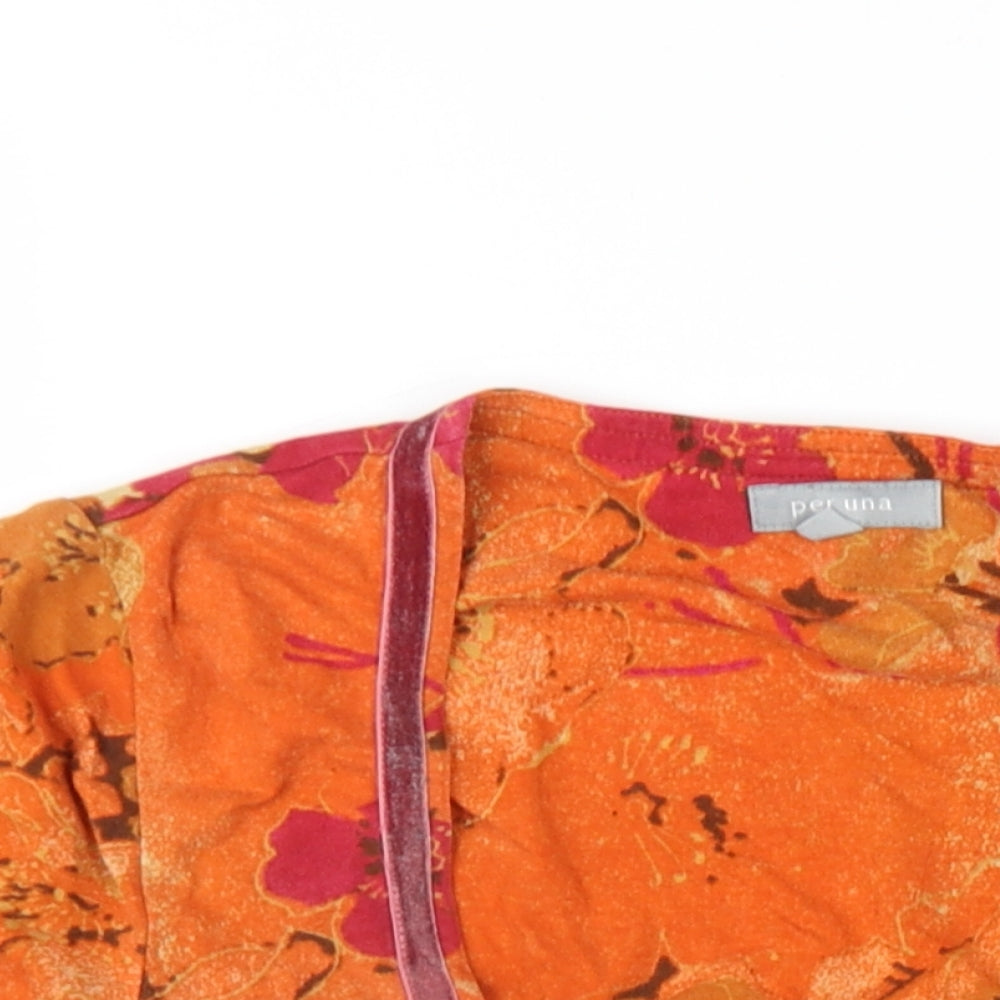 Per Una Womens Orange Cotton Basic T-Shirt Size 14 Square Neck