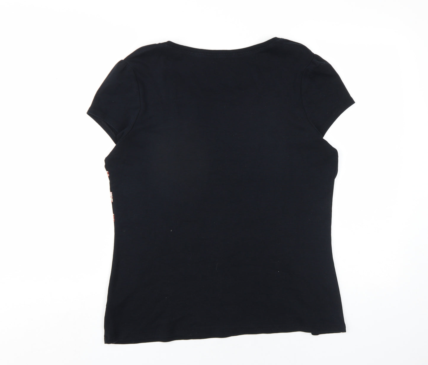 Marks and Spencer Womens Black Cotton Basic T-Shirt Size 16 Round Neck