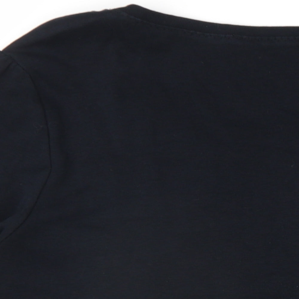 Marks and Spencer Womens Black Cotton Basic T-Shirt Size 16 Round Neck